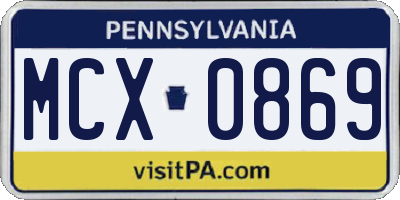 PA license plate MCX0869