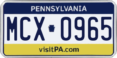 PA license plate MCX0965