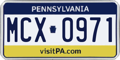 PA license plate MCX0971