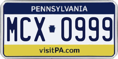 PA license plate MCX0999