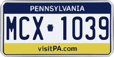 PA license plate MCX1039
