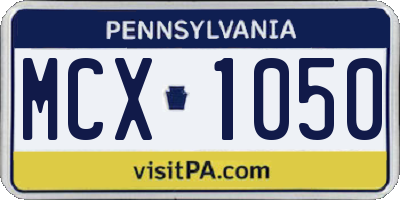 PA license plate MCX1050