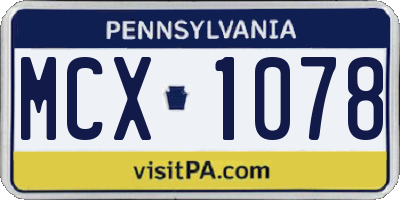 PA license plate MCX1078