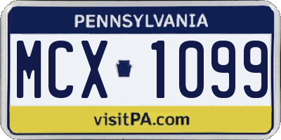 PA license plate MCX1099