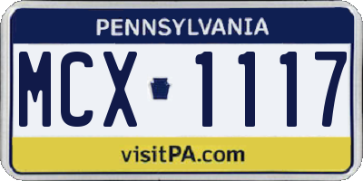 PA license plate MCX1117