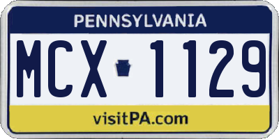 PA license plate MCX1129