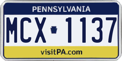 PA license plate MCX1137