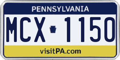 PA license plate MCX1150