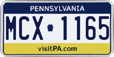 PA license plate MCX1165
