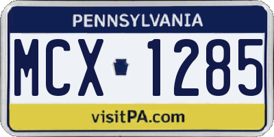 PA license plate MCX1285