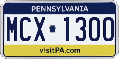 PA license plate MCX1300