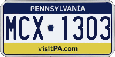 PA license plate MCX1303