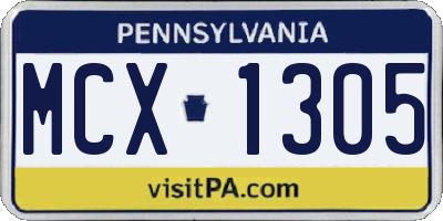 PA license plate MCX1305
