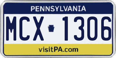 PA license plate MCX1306