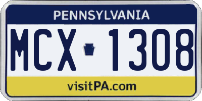 PA license plate MCX1308