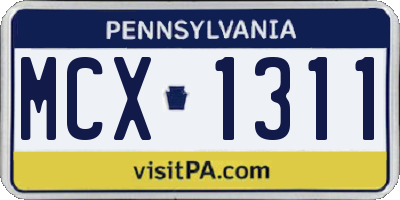 PA license plate MCX1311