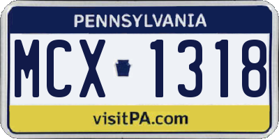 PA license plate MCX1318