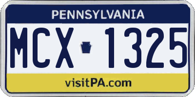 PA license plate MCX1325