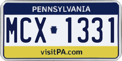 PA license plate MCX1331