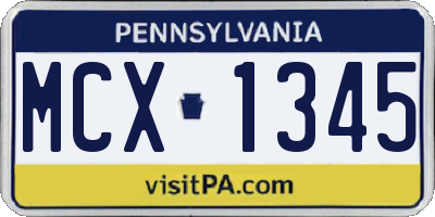 PA license plate MCX1345