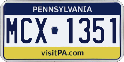 PA license plate MCX1351
