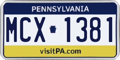 PA license plate MCX1381