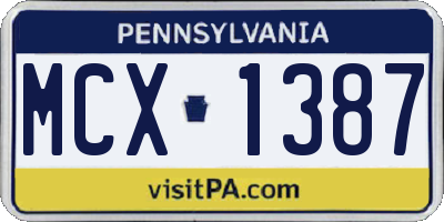PA license plate MCX1387