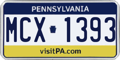 PA license plate MCX1393