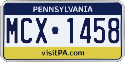 PA license plate MCX1458