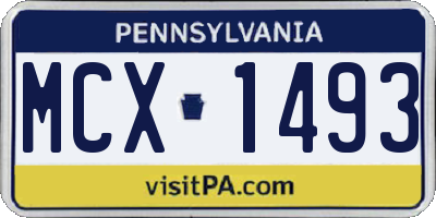 PA license plate MCX1493
