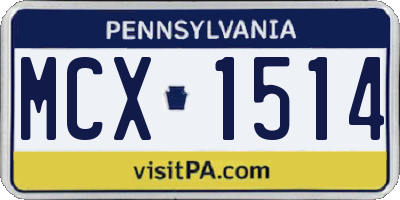 PA license plate MCX1514