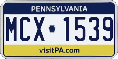 PA license plate MCX1539