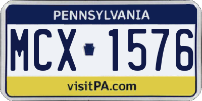 PA license plate MCX1576