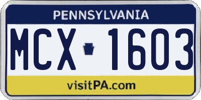 PA license plate MCX1603