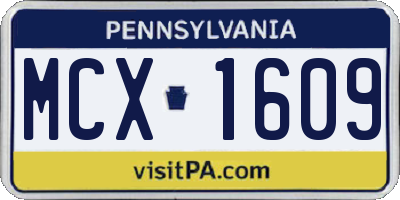 PA license plate MCX1609