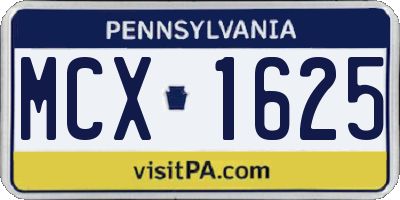 PA license plate MCX1625