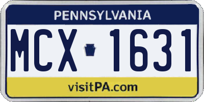 PA license plate MCX1631