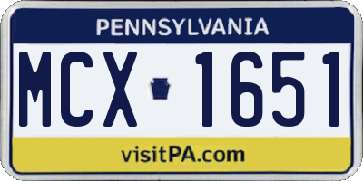 PA license plate MCX1651
