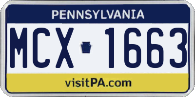 PA license plate MCX1663