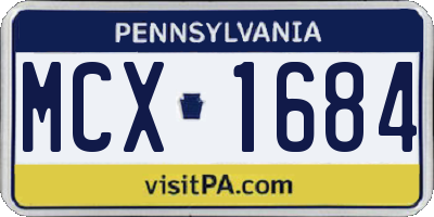 PA license plate MCX1684