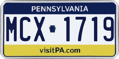 PA license plate MCX1719