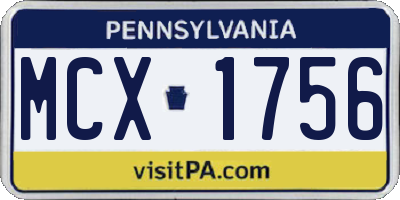 PA license plate MCX1756