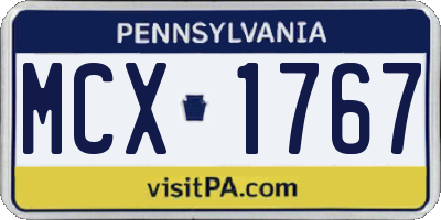 PA license plate MCX1767
