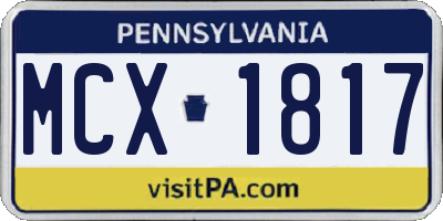 PA license plate MCX1817