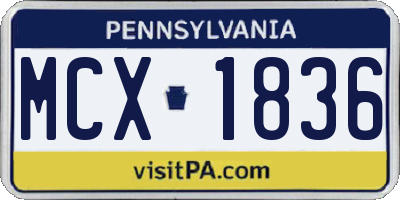 PA license plate MCX1836