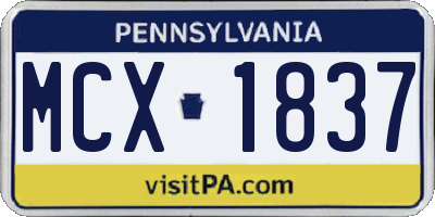 PA license plate MCX1837