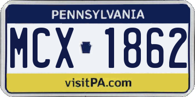 PA license plate MCX1862