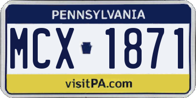 PA license plate MCX1871