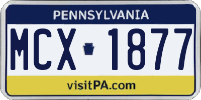 PA license plate MCX1877