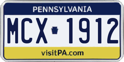 PA license plate MCX1912